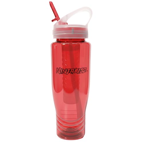 Ninja Kidz Official Kids Water Bottle with Straw, Reusable Water Bottle with Handle, Leak-Resistant, Insulated, Durable, Great for Sports, Official Merch, 0.5 liters, Red - color: Red