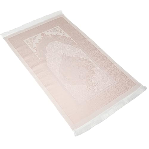 Modefa Islamic Prayer Mat Muslim Gifts - Thin Travel Muslim Prayer Rug in Taffeta Gift Bag with Tasbih Beads Prayer Matt Islam - Chenille Turkish Praying Carpet - Ramadan Gifts (Pink) - color: Pink