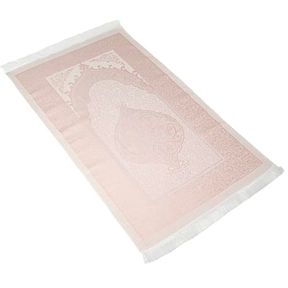 Modefa Islamic Prayer Mat Muslim Gifts - Thin Travel Muslim Prayer Rug in Taffeta Gift Bag with Tasbih Beads Prayer Matt Islam - Chenille Turkish Praying Carpet - Ramadan Gifts (Pink) - color: Pink