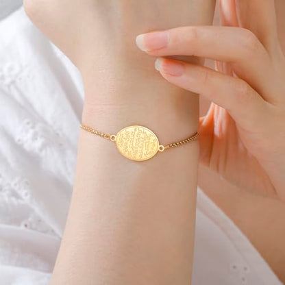 VASSAGO Islamic Ayatul Kursi Oval Bracelet for Women Allah Teardrop Link Bracelets Arabic Muslim Quran Calligraphy Charm Bracelet Islam Eid Ramadan Gift Jewelry Gifts - color: Box Chain-G