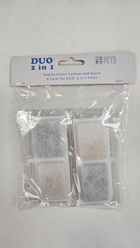 Level One Pets Duo 2 in 1 Submersible Aquarium Filter - Replacement 6 Pack Carbon and Resin Filter - size: Replacement 6 Pack Carbon and Resin Filter