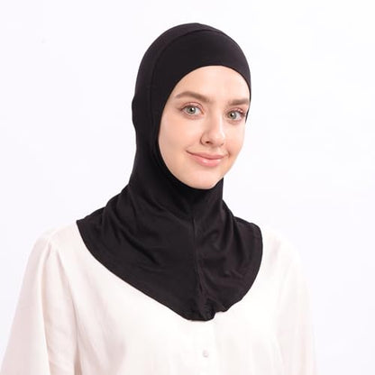 Modal Jersey Muslim Amira Instant Hijab Scarf for Women Jersey Hijab Undercaps - color: Black