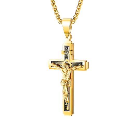 Cross Pendant for Car Rearview Mirror Charm Cross Hanging Accessories Truck Car Mirror Ornament Crucifix Cross Necklace Adult Men Women Intercession Christian Gift Car Decor - color: gold