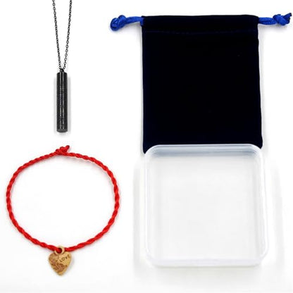 Islamic Necklace | Quran Verse Necklaces | Stainless Steel Cylinder Pendant 17"+2" Extended | Elegant Arabic Jewelry for Men And Women YA5082 - color: black
