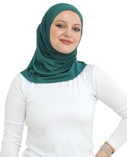 Prien Sport Instant Hijab For Women, Muslim Cotton Turban, Soft Head Scarf, Ready To Wear Hijabs Prayer Clothes, Islamic Wear - color: Emerald