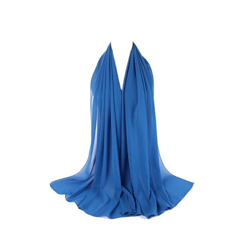 Premium Chiffon Hijab Head Scarf Shawl Wrap for Muslim Women Lightweight - color: Blue