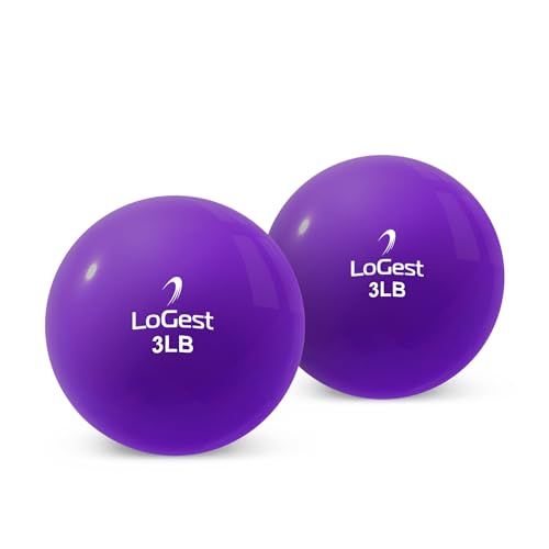 Logest Weighted Toning Exercise Balls Pair - Round Shape Medicine Ball - 1LB 2LB 3LB 4LB 5LB 6LB Available - Toning Muscle for Men & Women - size: 3LB - Pair