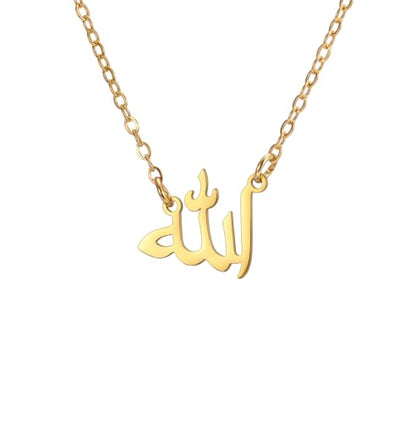 UNIFT Islamic Muslim Allah Layered Necklaces For Women Stainless Steel Charm Water Drop Heart Shape Allah Pendant Double Layer Necklace Islamic Jewelry - color: gold 6