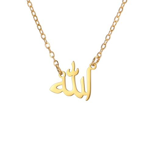 UNIFT Islamic Muslim Allah Layered Necklaces For Women Stainless Steel Charm Water Drop Heart Shape Allah Pendant Double Layer Necklace Islamic Jewelry - color: gold 6