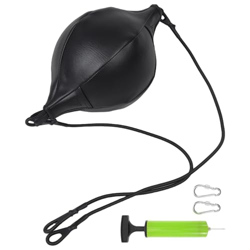 SHERCHPRY Boxing Speed Reaction Ball Double-end Pu Punching Bag with Rope, Air Pump, Needle Hook – Hanging Reflex Training Equipment for Boxing Speed and Coordination at Home