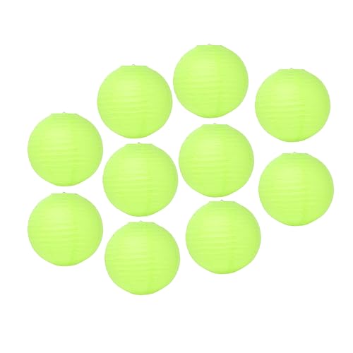 Mudra Crafts Lime Green Paper Lanterns Wedding Party Decorations - 12 in 10 Round Hanging Ceiling Lanterns, 10 Pack, Decorative Lamp Shades - color: Lime Green, size: 12 Inches