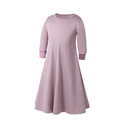 Toddler Girls Muslim Dress Abaya with Hijab Prayer Clothes Arab Solid Islamic Robe Kids Ramadan Long Skirt LDS Temple Dresses - color: B-purple, size: 4-5T