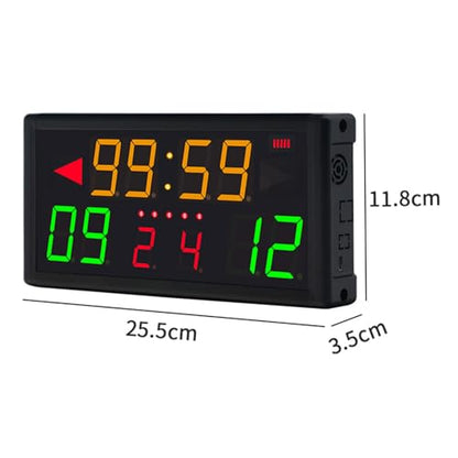 10 Digit Led Scoreboard, Sports Games Electronic Scoreboard, 7-8 Hours Stand-by,12/24h Clock, Countdown, for Basketball, Football, Tennis, Badminton, Table Tennis, Billiards