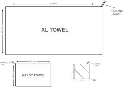 XL 여행용 타월 - 2in1 대형 빠른 건조 엑스트라 소프트 극세사, 13가지 색상, 체육관, 수영 연습, 여행, 배낭여행, 캠핑, RV, 해변, 비상 가방, 기숙사, 작은 집, 밴 또는 캠핑카용 경량 - color: 그레이 말