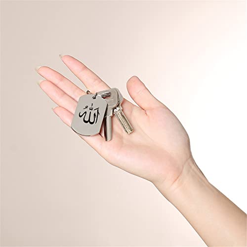 ForeverWill Islamic Allah Calligraphy Keychain, There is no God but Allah Islam Amulet Symbol Keyring for Muslim Arab Protection Gifts