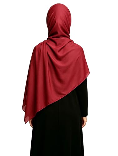 Lina & Lily Non-see-through Premium Jersey Maxi Hijab Head Scarf Wrap for Muslim Women - color: Burgundy