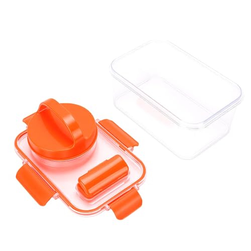 Fockety Salad Container, Portable Leakproof Salad Podd, On the Go Microwave Safe Lunch Box with Dressing Container and Reusable Fork for Office, Work, Travel and Picnic (Orange)
