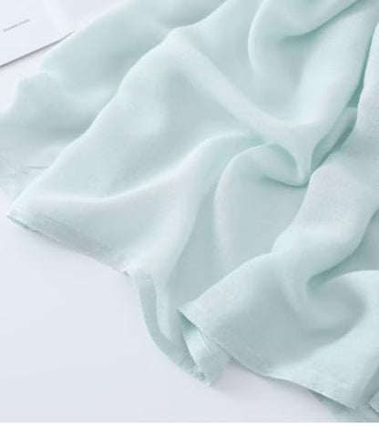 Thin Cotton Scarf For Spring And Summer, Pure Color Edged Sunscreen Shawl - color: 14
