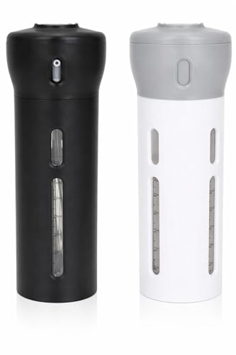 Travigo 4-in-1 Travel Dispenser Bottle Set, TSA Approved, Leak Proof, Reusable 1.4 oz. (40 mL) Toiletry Containers for Shampoo, Conditioner, Soap, Lotion, Skincare (2 Pack, Black & Gray) - color: Combo (Black Gray)
