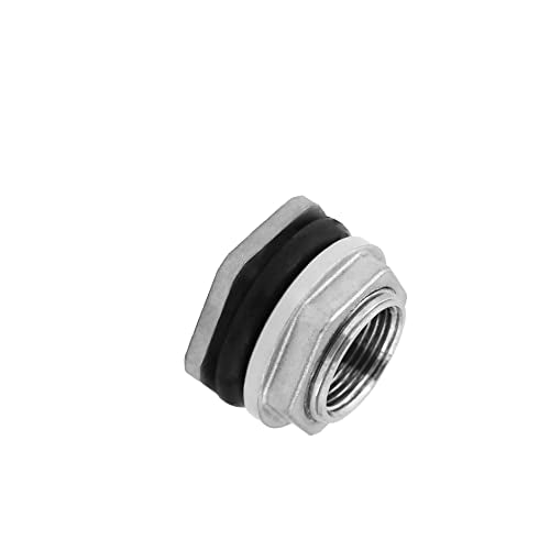 3/4" Bulkhead Water Tank Connector SUS304 Stainless Steel Thru-bulk Fitting,SAFYY Water Pipe Connector,Water Tank Adapter,Thru-Bulk Pipe Fitting for Rain Barrels,Aquariums,Water Tanks,Tubs,Pools - size: 0.75 Inch
