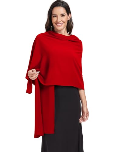 Chiffon Shawl and Wraps for Women Warm Scarves Wedding Evening Bridal Scarfs Pashmina Shawls - color: Red