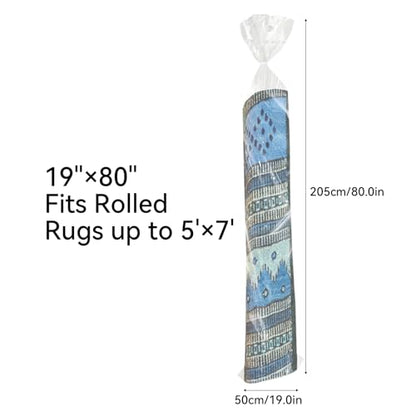 Klmnop 4Pcs Plastic Rug Storage Bag with 10 Ties, Fits Rugs up to 5'×7', 4.5 Mil Heavy Duty Waterproof Rug Storage Bag, Clear Rug Bags for Moving Storage Shipping(19×80Inch)
