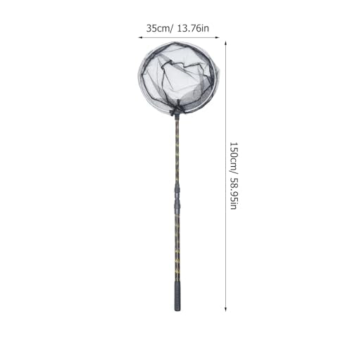 Cabilock Telescopic Fishing Net Replacement 1.5m Extendable Fish Landing Net with 35cm Mesh Head Portable Fishing Tool for Freshwater Pier and Camping Use