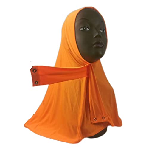 Suillty Fashion Muslim Hijab for Women Instant Snap Fastener Hijab Inner Cap Full Cover Head Wraps Scarf Islam Turban Caps - color: Orange