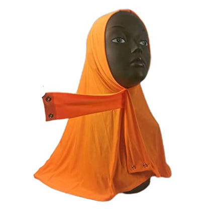 Suillty Fashion Muslim Hijab for Women Instant Snap Fastener Hijab Inner Cap Full Cover Head Wraps Scarf Islam Turban Caps - color: Orange