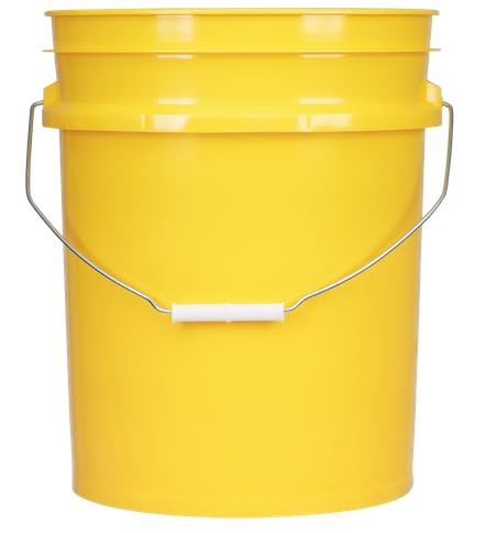5 Gallon Food Grade Plastic Bucket with Air Tight Screw on Lid Made in USA Container (Yellow Bucket with Black Lid) - color: Yellow Bucket With Black Lid