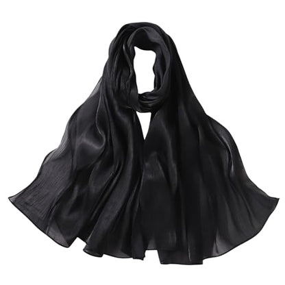 SUNDSGT Hijab Scarf for Women Silk Feeling Hijabs for Women Muslim Lightweight - color: Black
