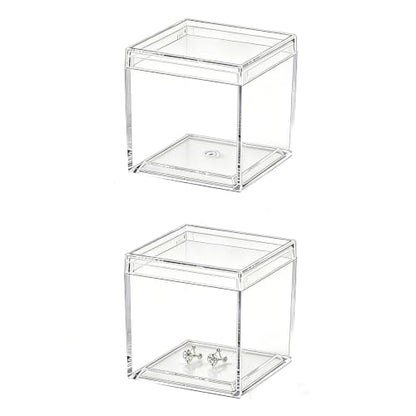 Small Acrylic Boxes Clear Candy Box with Lids Plastic Square Cube 2 Pieces Small Acrylic Storage Containers for Pill and Tiny Jewelry - size: 1.3 x 1.3 x 1.3 Inch
