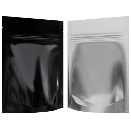 Mylar Style Barrier Bags – Zipper w/Heat Seal – 100 Bags (Gloss Black/Clear, 1/8 Ounce - 3.62?x5?x1.5?) - color: Gloss Black / Clear, size: 3.62x5x1.5 Inch (Pack of 100)