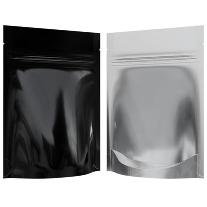Mylar Style Barrier Bags – Zipper w/Heat Seal – 100 Bags (Gloss Black/Clear, 1/8 Ounce - 3.62?x5?x1.5?) - color: Gloss Black / Clear, size: 3.62x5x1.5 Inch (Pack of 100)