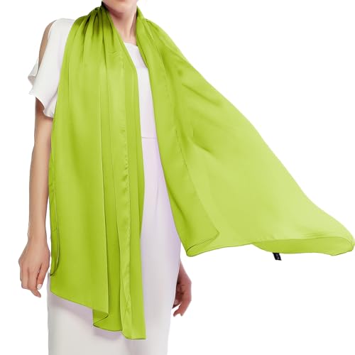 RIIQIICHY Women Shawls and Wraps for Evening Dresses Like Chiffon Silk Scarf Formal Silky Pashmina Shawls for Weddings - color: Green Scarf