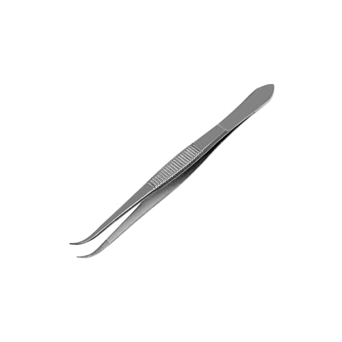 Splinter Forceps - Fine Point - Tweezers Stainless Steel Straight & Curved (Curved 4.50") - size: Curved 4.50"