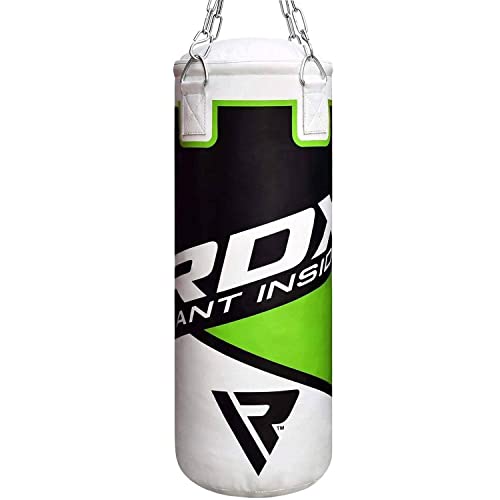 RDX Kids Punching Bag 2FT with Punch Gloves, Unfilled Boxing Set, Non Tear Maya Hide Leather Junior Hanging Bag, Kickboxing MMA Grappling Muay Thai Karate Taekwondo BJJ Training - color: Green
