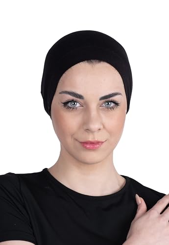 Chemo Headwear for Women - Bamboo Cotton Hats for Women - Head Scarf for Women's Hair - Sleep caps - Beanie Hijab Bonnet - color: Black