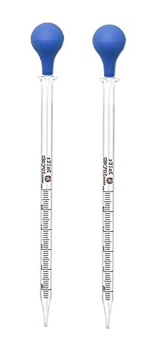 (2 Pack) Glass Graduated Medicine Dropper Pipettes Lab Dropper with Blue Rubber Cap and Scale (3ml (2 Pack)) - style: 3ml (2 Pack)