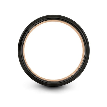 Gift for Muslim Devotee - Prayer Rug Pattern Ring - Black Yellow Rose Gold - Band - Anniversary Wedding - Personalized Custom Engraving - Flat Dome Bevel - 8mm - Men Women - Tungsten Carbide - color: 05 - Rose Gold Black Tungsten