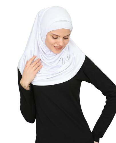 Prien Chic Ready To Wear Hijab For Women, Muslim Long Turban Undercap Set, Instant Scarf, Prayer Clothes For Girls, Abaya - color: White