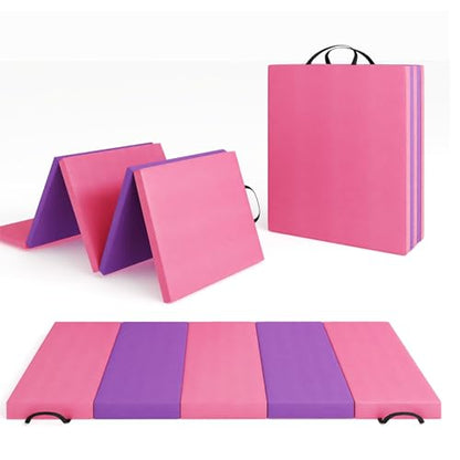 4-Fold Folding Gym Mat, 6x8 Feet 2-Inch Thick Extra Firm, High Density Tumbling Exercise Mat for Home Gym, Gymnastics, Martial Arts, Yoga & Pilates, Non-Slip Portable Floor Mat - color: Five-fold cushion