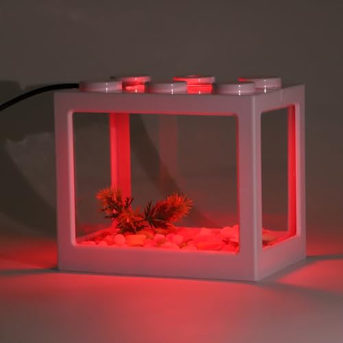 Mini Aquarium Light 0.5-2 Gallon Desktop Aquarium Red USB LED Light - color: Red