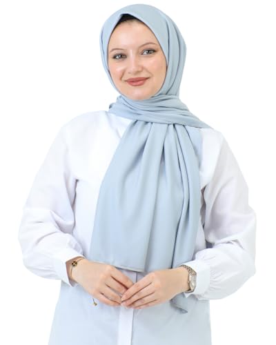 Prien Hijab For Women Muslim Lightweight Scarf Head Scarves For Girls Islamic Long Headscarf Chiffon Shawl Prayer Set Ramadan - color: Grey
