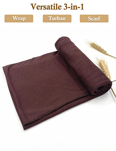 Nonbongoy Head Wraps for Black Women 71"x32" Long Soft Jersey Hijab Turban - color: 1-coffee Headwrap