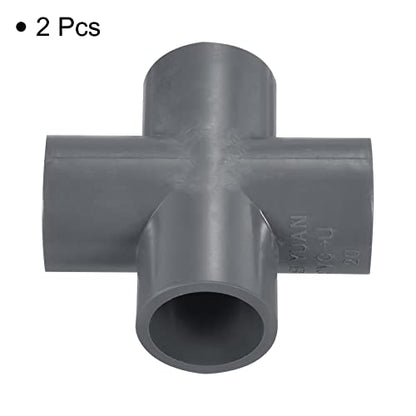 PATIKIL 20mm PVC Pipe Fittings, 2 Pack 4 Way Tee Shape Water Tubing Cross Joint Connectors Adapters for Garden Irrigation Home Aquarium - size: 20mm