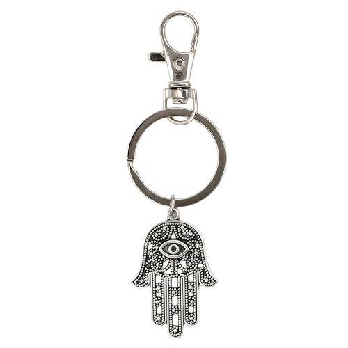 Silver Hamsa Keychain-Hamsa Keychain, Double Eye Hand Keychain Charm Choker Keychain. Choker. Hamsa, Buddha, Crescent Moon