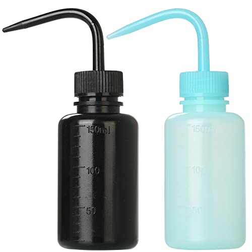 2Pcs Tattoo Wash Bottle 150ml | 5oz Water Squirt for Succulent Watering, Safety Rinse, Medical Cleaning - Black & Blue - color: Black&Blue, size: 150ml