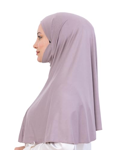 Prien Easy To Wear Hijab For Women, Muslim Instant Turban With Niqab, Islamic Clothes, Soft Scarf For Prayer, Abaya, Khimar - color: Light Mink