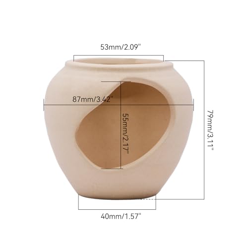 AnRui Fish Tank Hideout Ceramic Jar Aquarium Decorations Cave Cute Jar with a Hole Aquarium Accessories Decor Ornaments for Cichlid, Small Fish, Shrimp to Play Hide Breed Habitat, Apricot